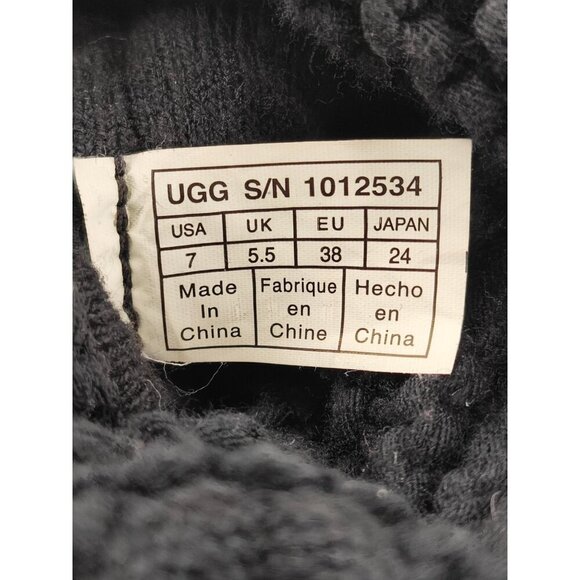 UGG Women's Australia Shaina Black Suede/Knit Boots Size 7 US - Picture 8 of 8